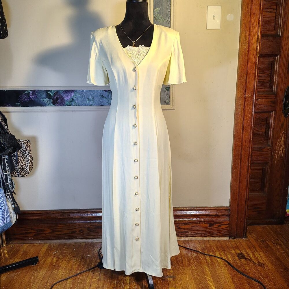 Farmhouse Coquette Maxi Lace Teacher Church VTG Dress Sz 11/12